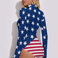 American Flag Star Spankled Long Sleeve Fashion Bodysuit Romper Onesie