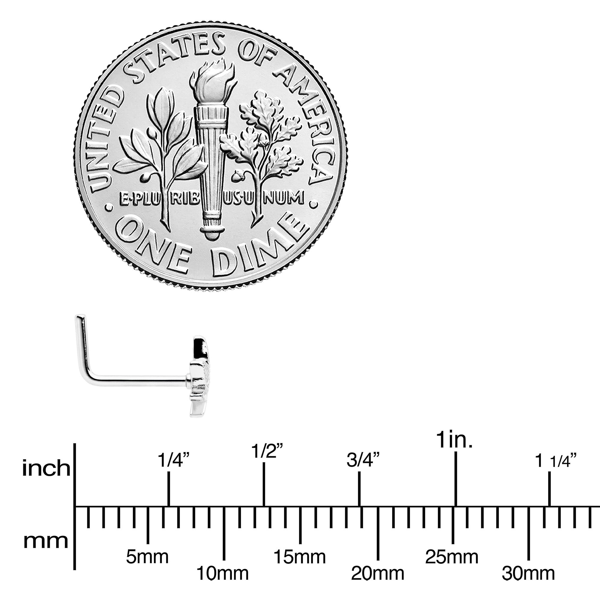 20G 1/4 Texture Pot Leaf L Shape Nose Ring