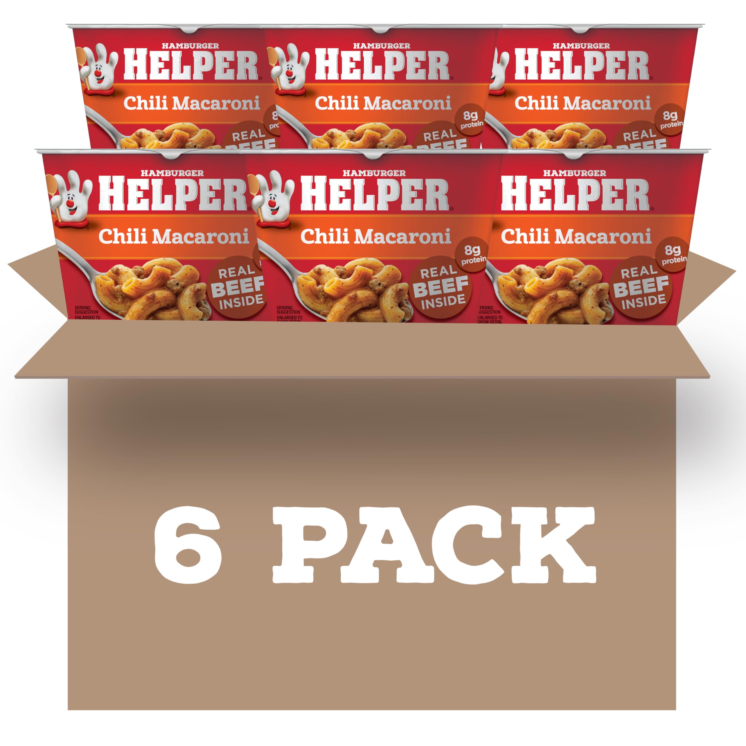 BestBy08/26 Hamburger Helper Chili Macaroni Microwave Cup 2oz 6 Pack