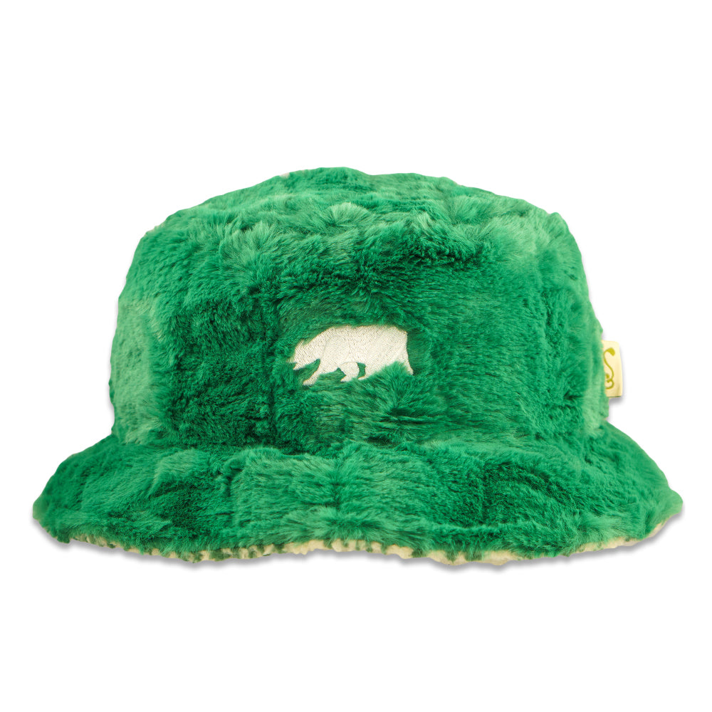 Bear Collection Green Fur Reversible Bucket Hat