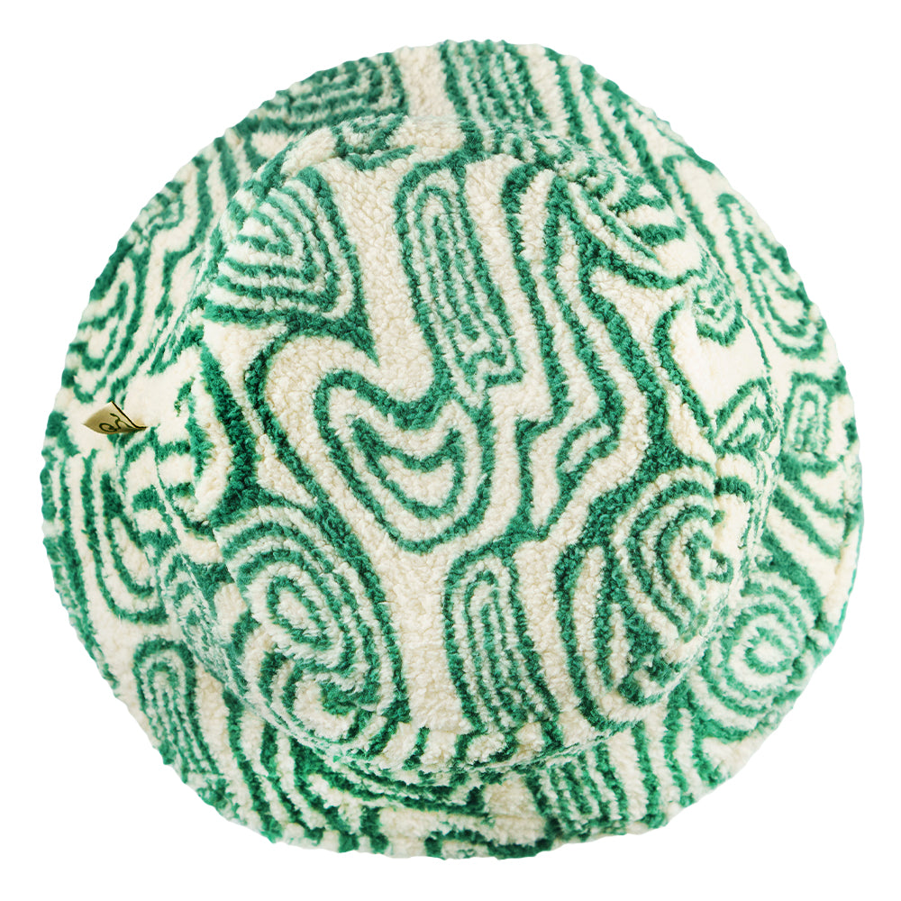 Bear Collection Green Fur Reversible Bucket Hat