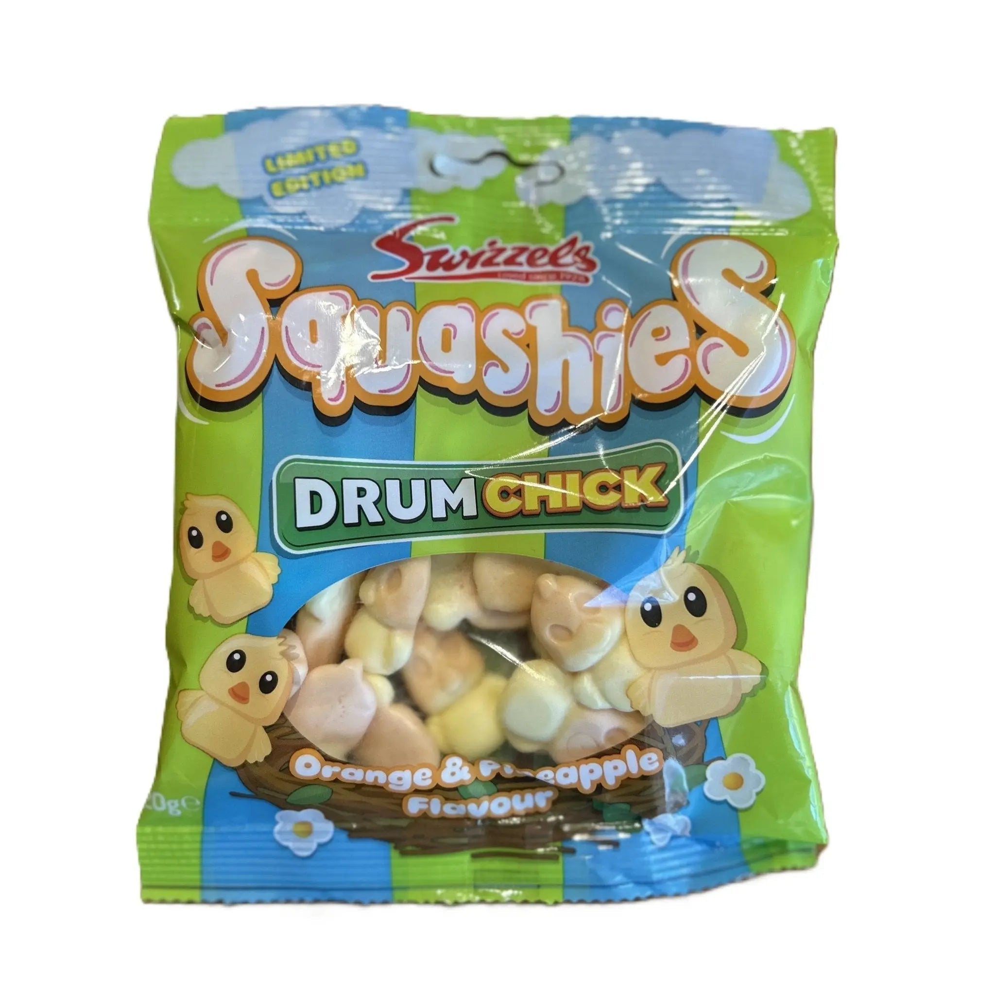 Squashies Drumchick Orange and Pineapple – Chewy Fruity Candy 120g Bag (UK)